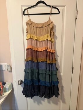 Storia Multicolor Tiered Ruffle Midi Dress